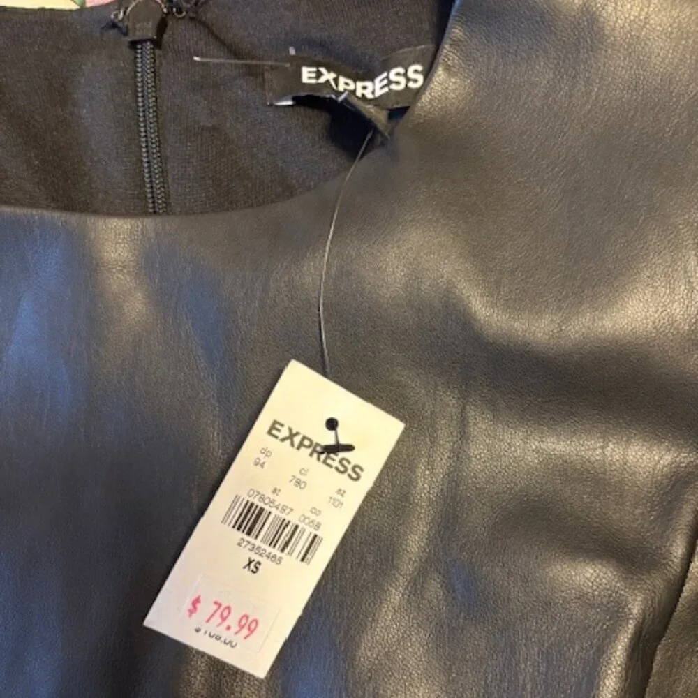 Express Faux Leather Dress with Lace Sleeves size XS NWT - Picture 5 of 6